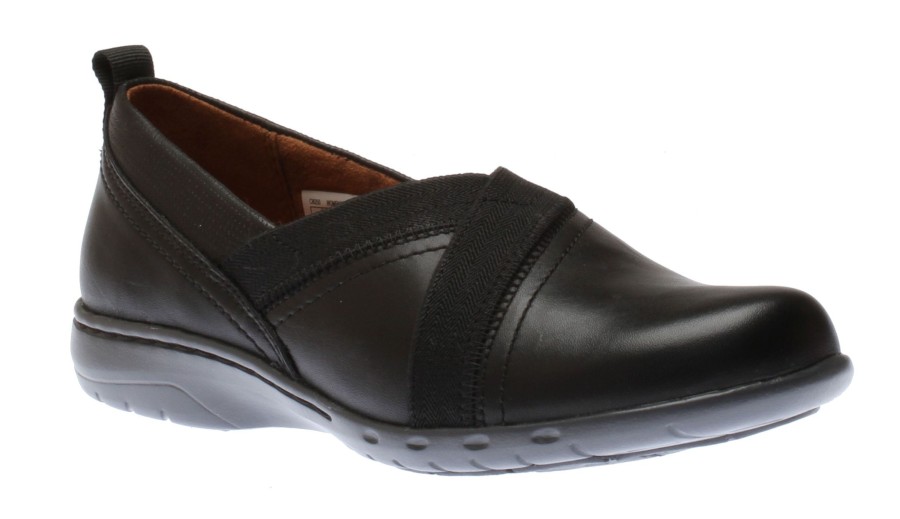 Women Cobb Hill | Penfield Envelope Black Leather Slip-On Flat