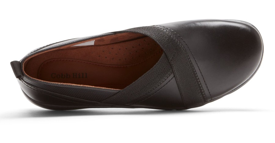 Women Cobb Hill | Penfield Envelope Black Leather Slip-On Flat