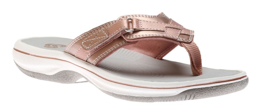 Women Clarks | Breeze Sea Rose Gold Thong Sandal