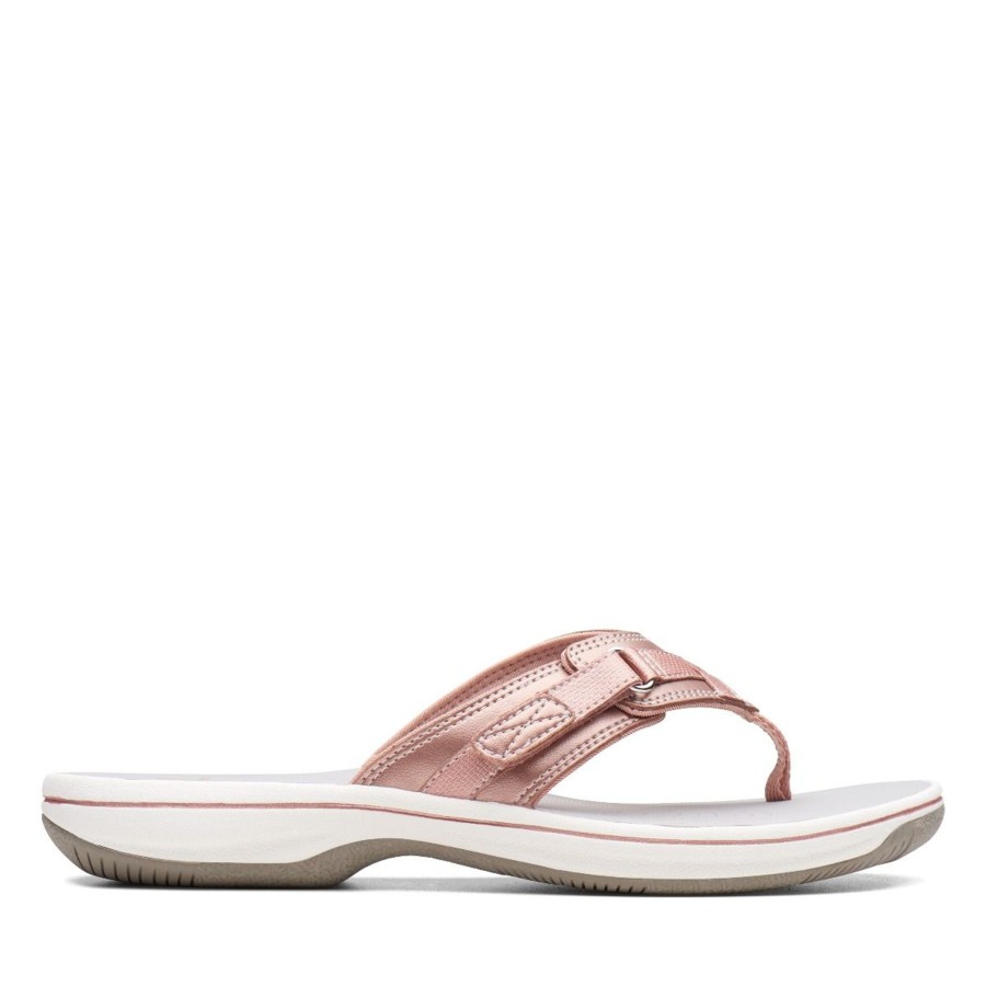 Women Clarks | Breeze Sea Rose Gold Thong Sandal