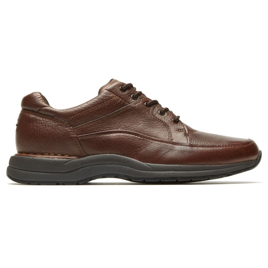 Men Rockport | Edge Hill Brown Leather Lace-Up Walking Shoe