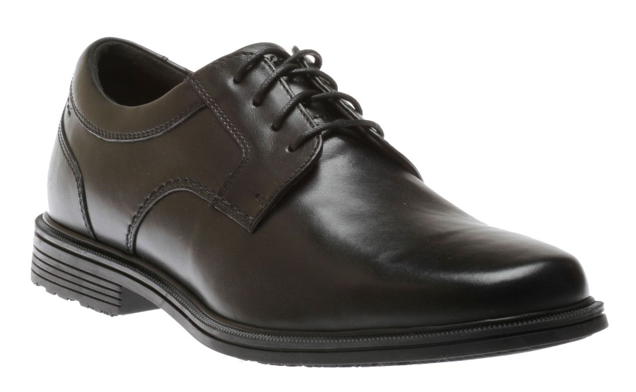 Men Rockport | Taylor Black Leather Plain Toe Oxford Dress Shoe