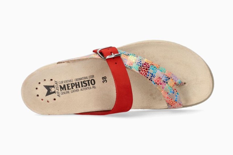 Women Mephisto | Helen Mix Multicolour Red Thong Sandal