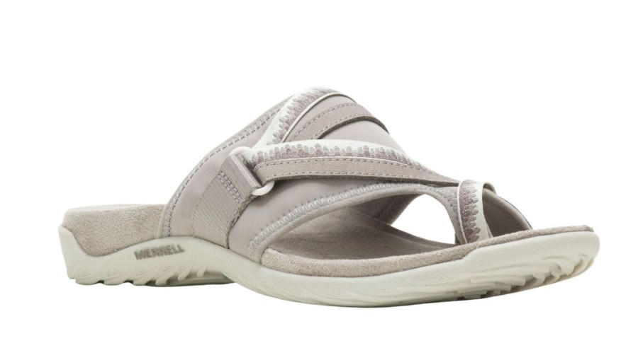 Women Merrell | Terran 3 Cush Post Moon Beige Wide Width Thong Sandal