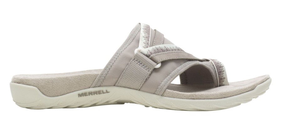 Women Merrell | Terran 3 Cush Post Moon Beige Wide Width Thong Sandal