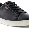 Women Ecco | Women'S Soft 7 Black Leather Lace-Up Sneaker