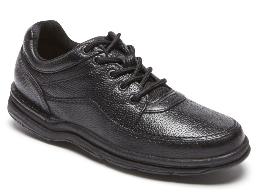 Men Rockport | World Tour Classic Black Leather Lace-Up Walking Shoe