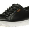 Men Ecco | Men'S Soft 7 Black Leather Lace-Up Sneaker