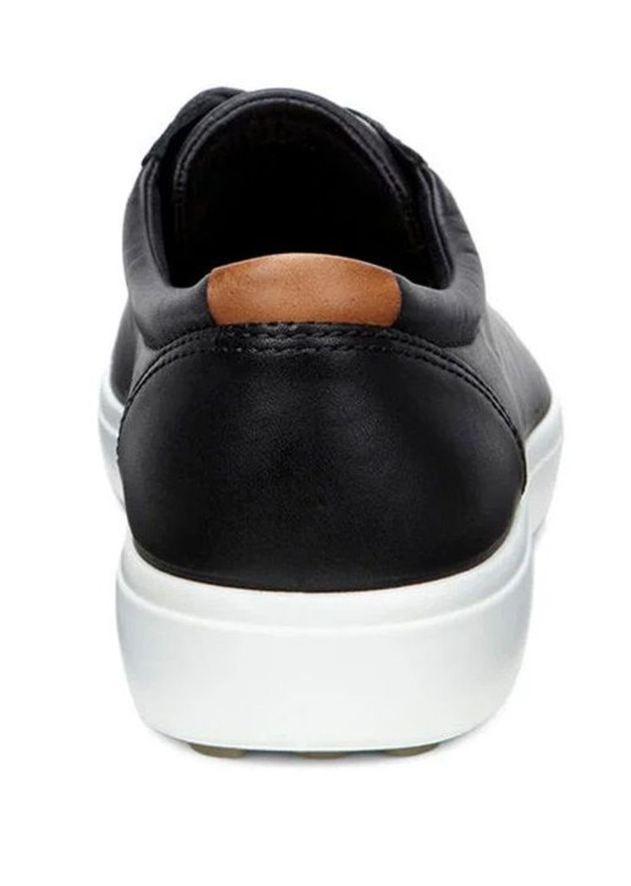 Men Ecco | Men'S Soft 7 Black Leather Lace-Up Sneaker