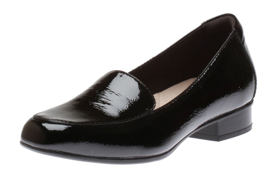 Women Clarks | Juliet Lora Black Patent Loafer