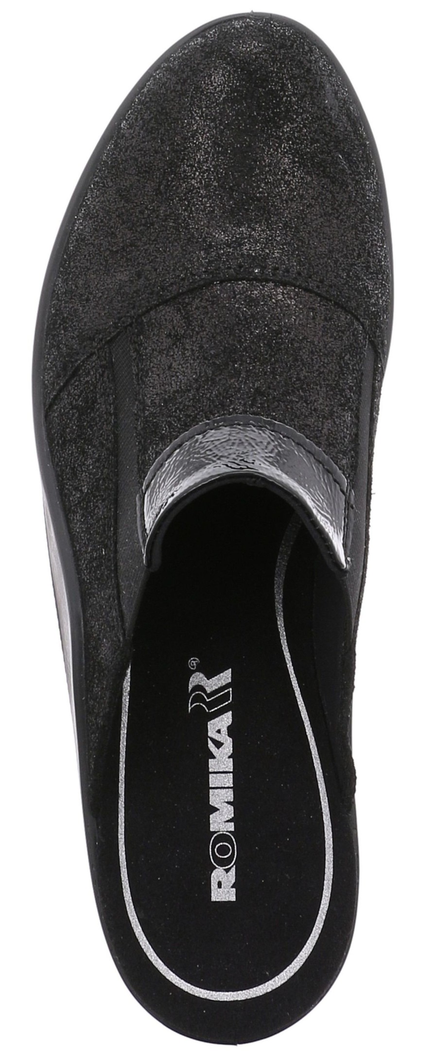 Women Romika | Mokassetta 257 Black Metallic Suede Clog