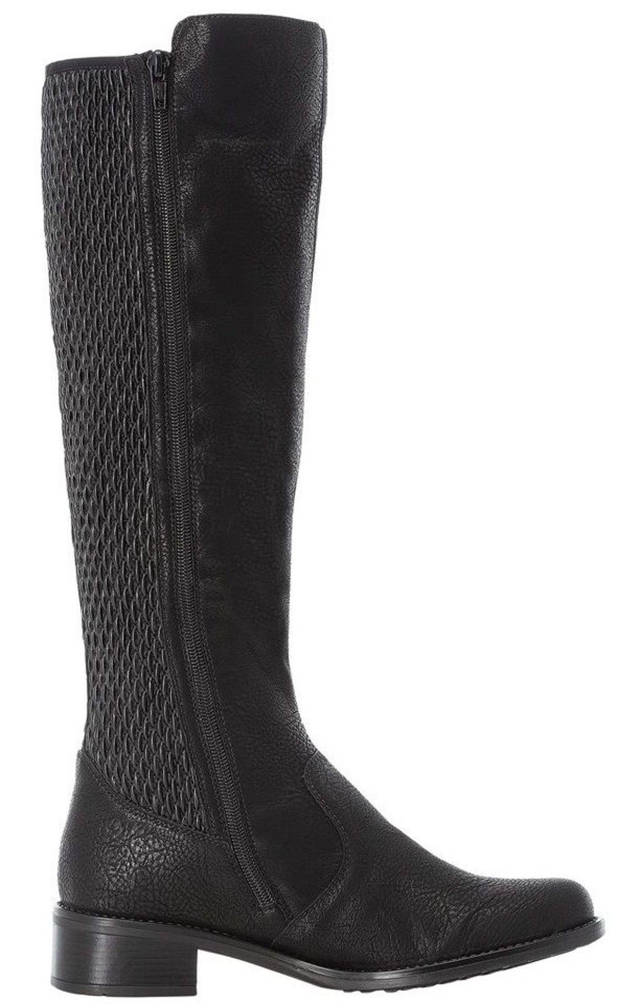 Women Rieker | Greece Black Riding Boot