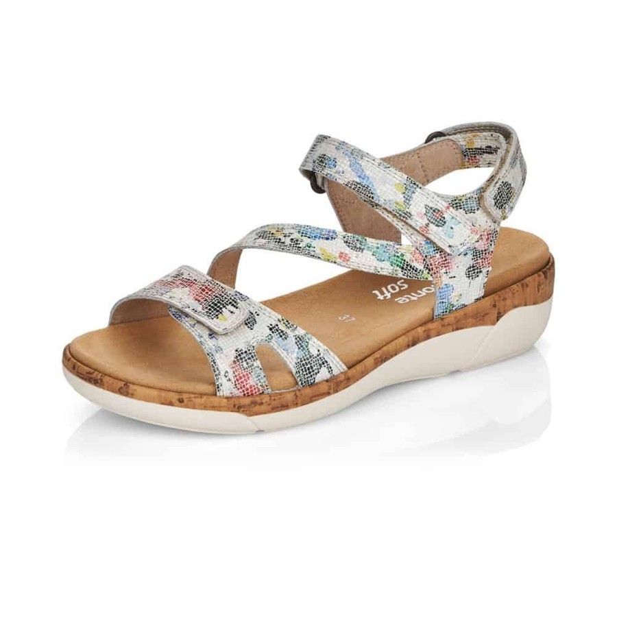 Women Remonte | Soft Loose White Multicolour Sandal