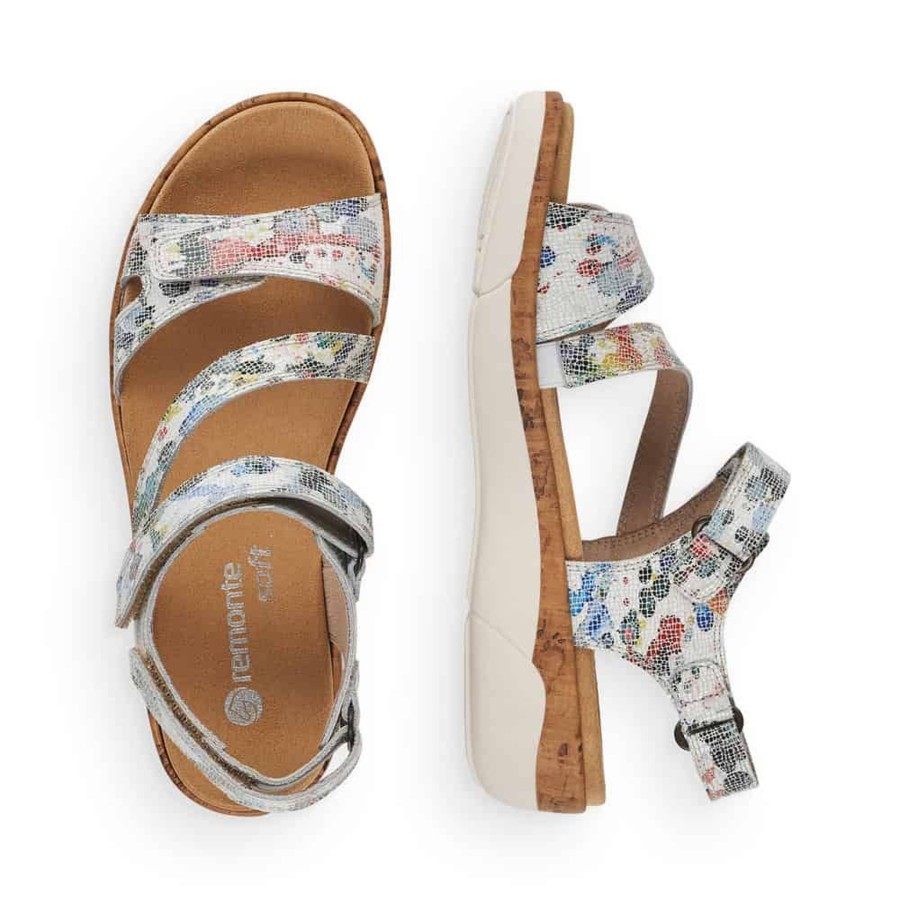 Women Remonte | Soft Loose White Multicolour Sandal