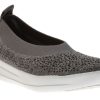 Women Fit Flop | Uberknit Ballerina Crystal Charcoal / Dusty Grey Slip-On Flat