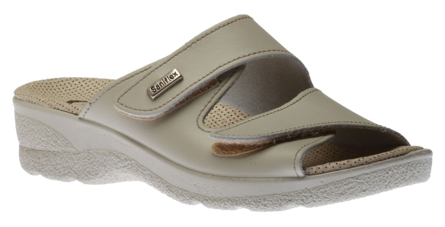 Women Lady Diana | Slide 2 Avori Beige Double Strap Slide Wedge Sandal