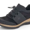 Women Rieker | Scuba Black Slip-On Bungee Sneaker