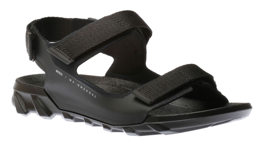 Men Ecco | Men'S Mx Onshore Black 3-Strap Water Friendly Sport Sandal