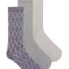 Accessories K. BELL | K. Bell Grey Diamond Texture Crew Socks (3 Pair Pack)