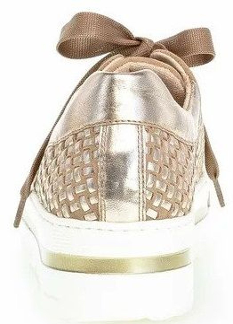 Women Gabor | 66.499.30 Florenz Taupe Gold Metallic Platform Sneaker