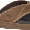 Men Sperry | Regatta Brown Leather Water Thong Sandal