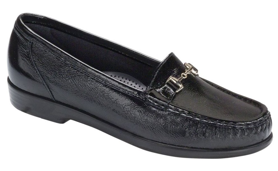 Women SAS Shoes | Metro Black Patent Slip On Loafer