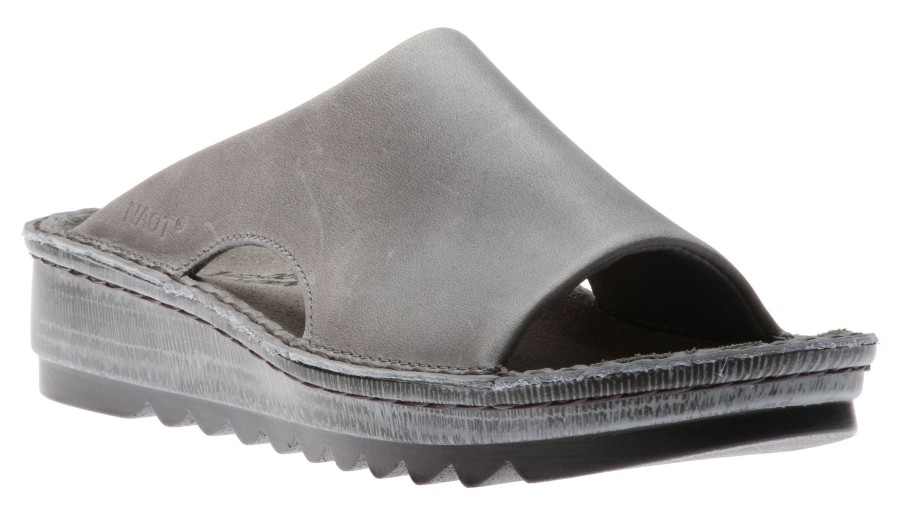 Women Naot | Ardisia Grey Leather Slide Sandal