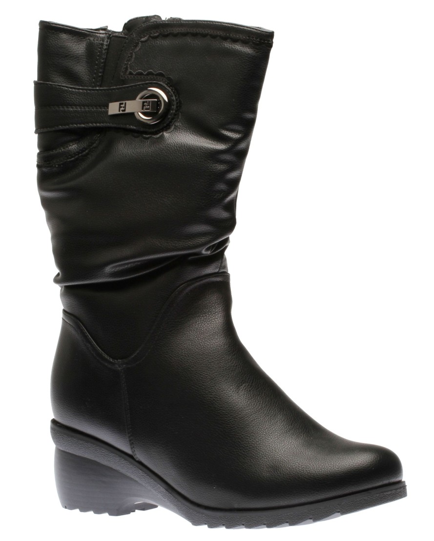 Women Shoe tech | Side Zip Black Vegan Winter Boot