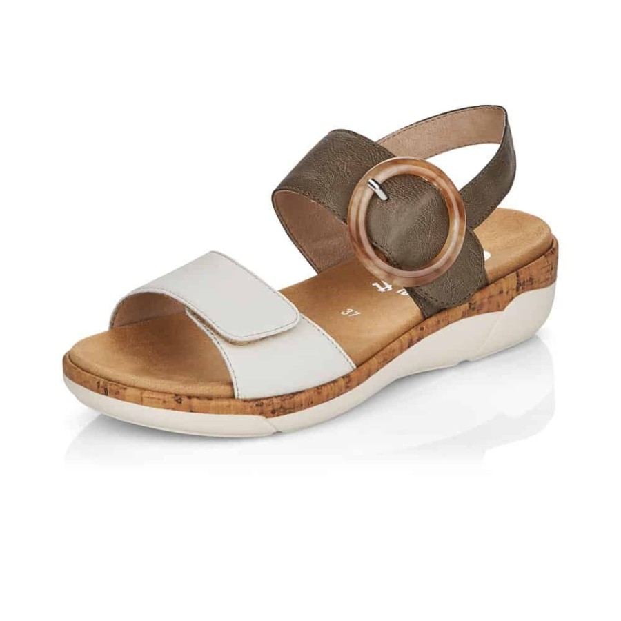 Women Remonte | Soft White Green Sandal