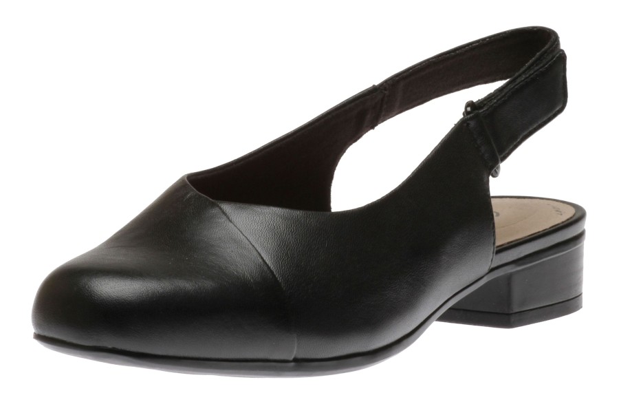 Women Clarks | Juliet Pull Black Leather Slingback Heel