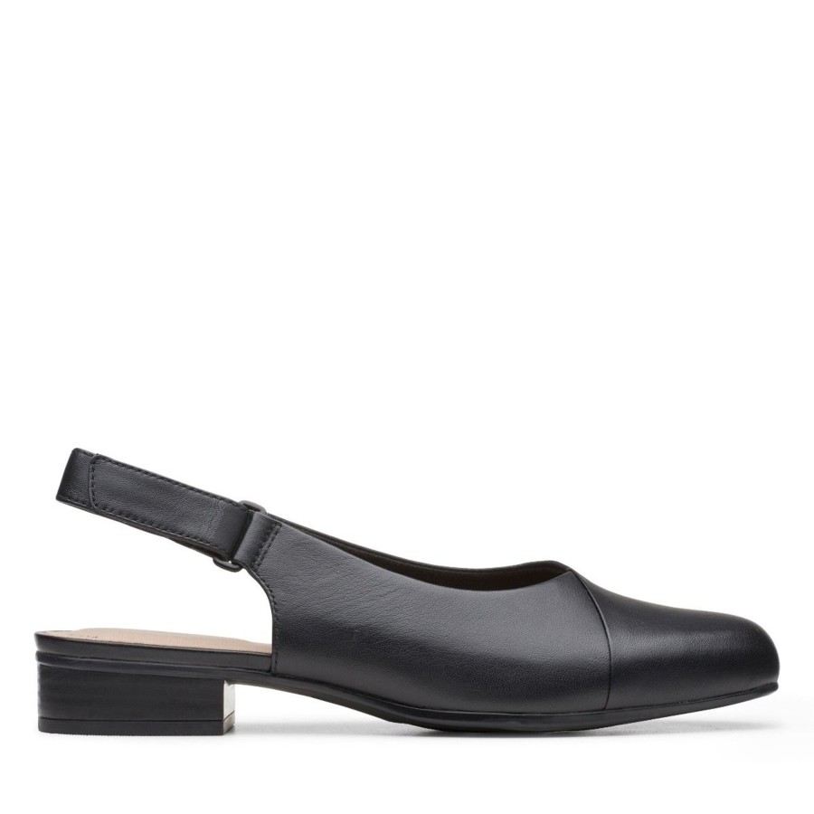 Women Clarks | Juliet Pull Black Leather Slingback Heel