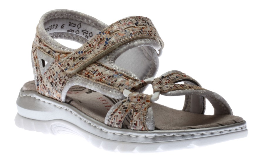 Women Rieker | Mosaik Multicolour Pebble Cutout Sport Sandal