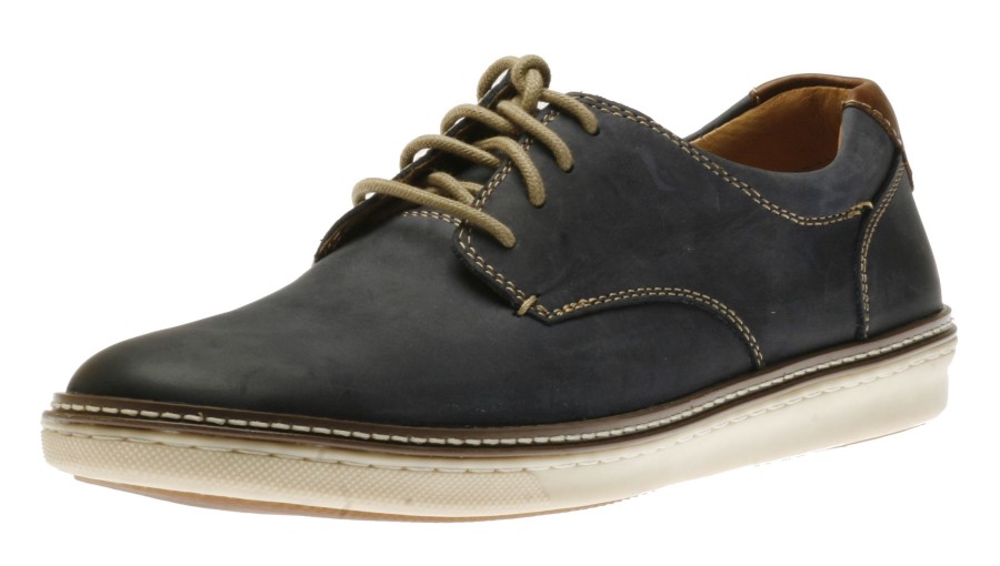 Men Johnston & Murphy | Mcguffey Plain Toe Navy Leather Derby Sneaker