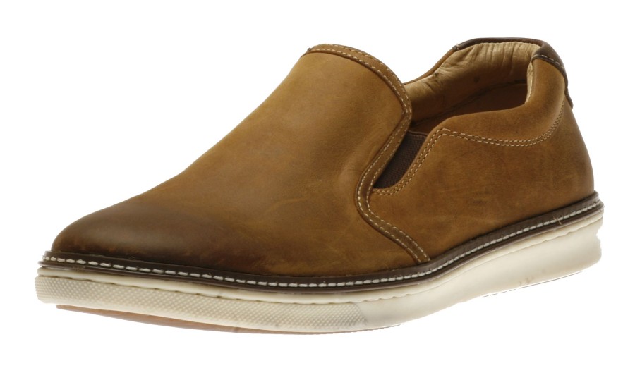 Men Johnston & Murphy | Mcguffey Tan Brown Leather Slip-On Sneaker