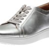 Women Fit Flop | Rally Silver Leather Sneaker