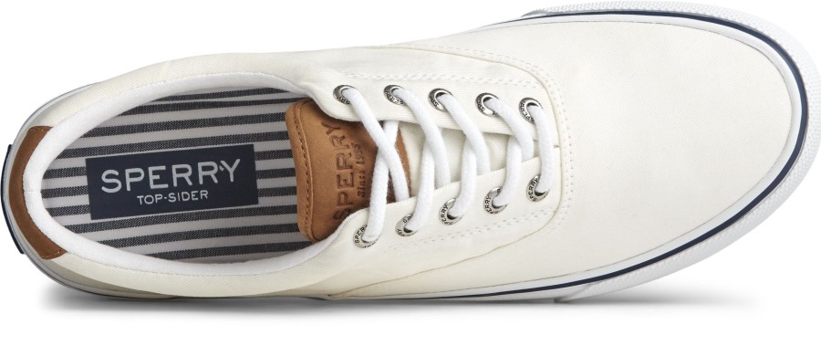 Men Sperry | Striper Ii Cvo White Canvas Lace-Up Sneaker