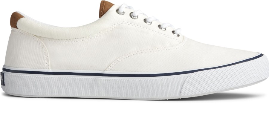 Men Sperry | Striper Ii Cvo White Canvas Lace-Up Sneaker