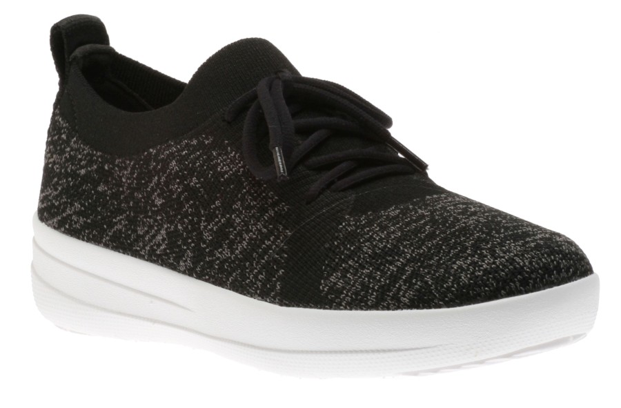 Women Fit Flop | F-Sporty Uberknit Black Grey Lace-Up Sneaker