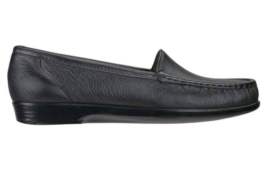 Women SAS Shoes | Simplify Black Leather Slip On Loafer