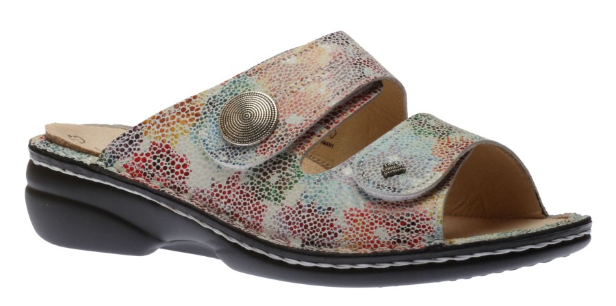 Women Finn Comfort | Sansibar Monet Multicolour Leather Slide Sandal