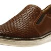 Men Johnston & Murphy | Mcguffey Woven Tan Brown Leather Slip-On Sneaker