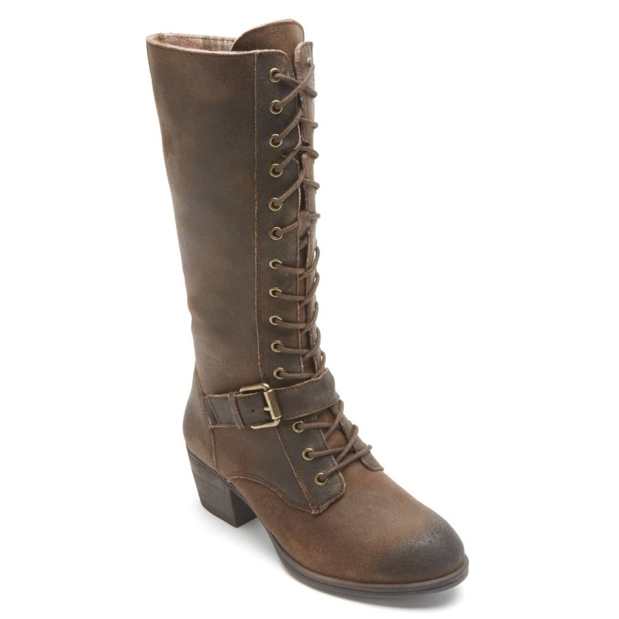 Women Cobb Hill | Anisa Brown Tall Lace-Up Boot