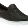 Women Ecco | Women'S Soft 7 Woven Black Leather Slip-On Sneaker