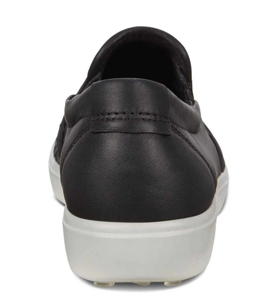 Women Ecco | Women'S Soft 7 Woven Black Leather Slip-On Sneaker