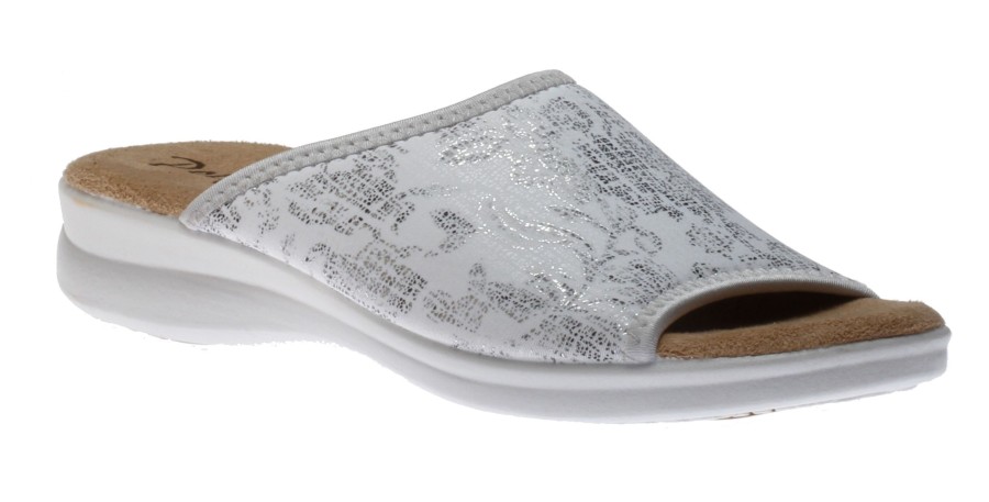 Women Polyflex | Ladies White Silver Slide Sandal