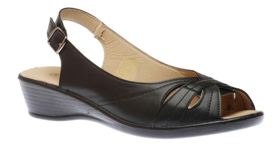 Women Soleflex Italy | Sandal Black Leather