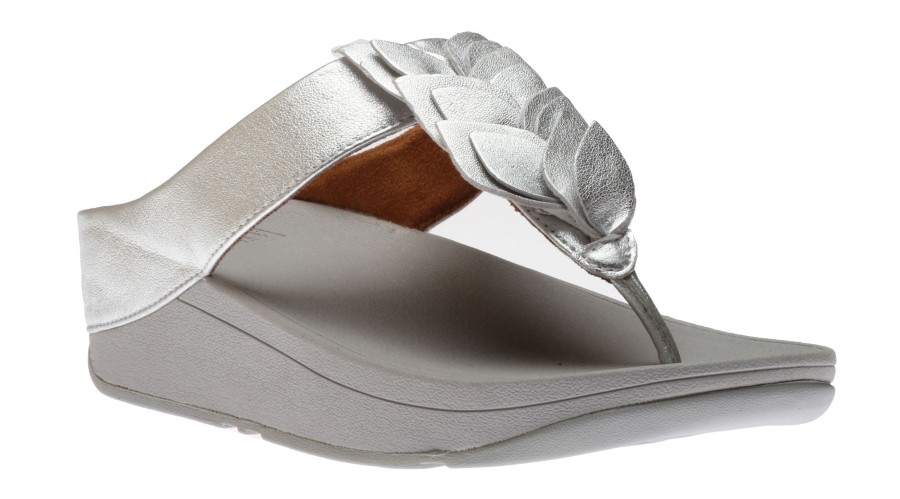 Women Fit Flop | Fino Silver Leather Thong Sandal