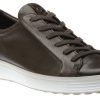 Men Ecco | Men'S Soft 7 Titanium Grey Leather Lace-Up Sneaker