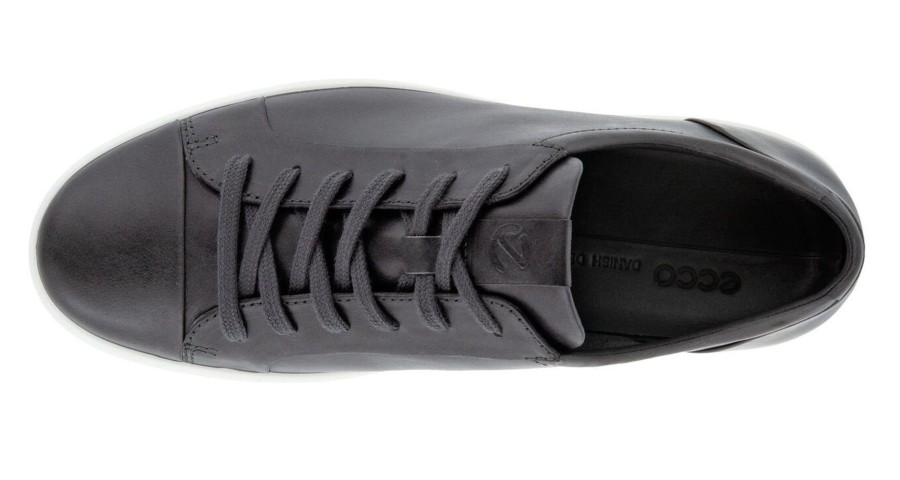 Men Ecco | Men'S Soft 7 Titanium Grey Leather Lace-Up Sneaker