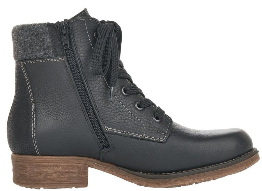 Women Rieker | Michigan Black Leather Water-Resistant Ankle Boot